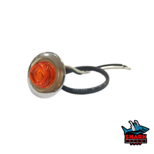 Amber Round 3/4" Pin Light W/Grommet, Bezel