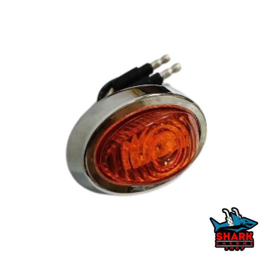 Amber Oval 3/4" Pin Light W/Grommet, Bezel, Plug