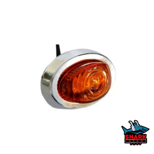 Amber Oval 3/4" Pin Light W/Grommet, Bezel