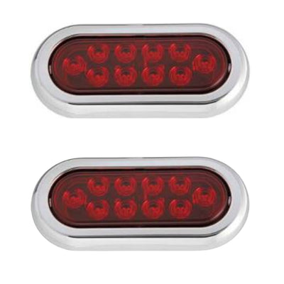 6" Led Oval Park/Turn Signal Light Chrome Bezel, Red 2 PACK FREE SHIPPING !!