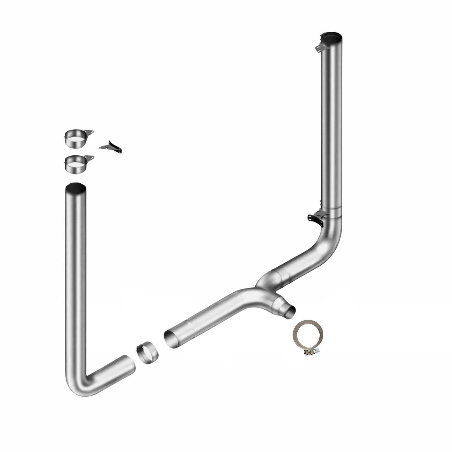 Peterbilt Exhaust Kit with Long 90S & Chrome Tapered Y-Pipe 6"