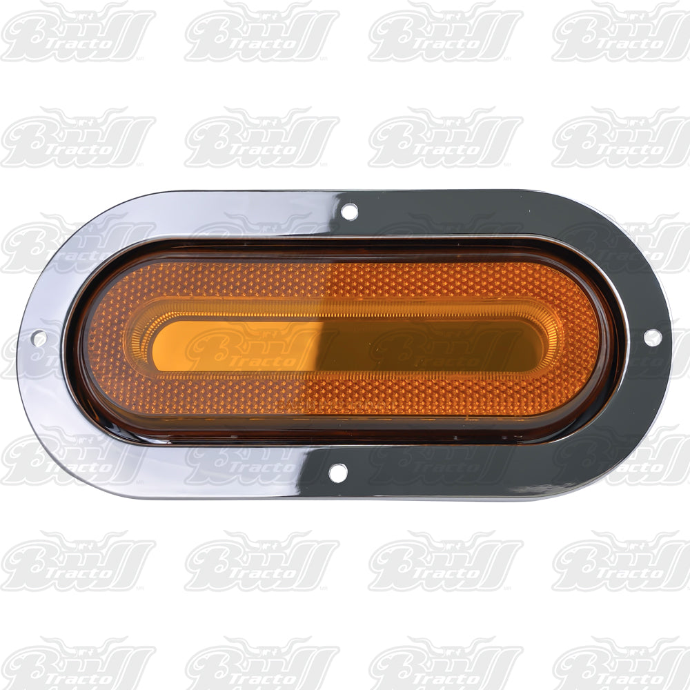Oval Amber LED Turn Signal Light in chrome bezel
