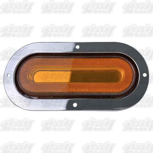 Oval Amber LED Turn Signal Light in chrome bezel