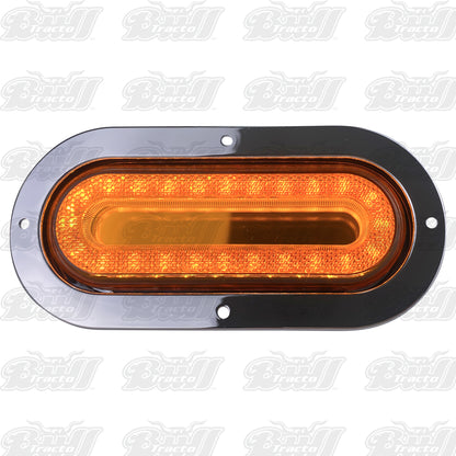 Oval Amber LED Turn Signal Light in chrome bezel