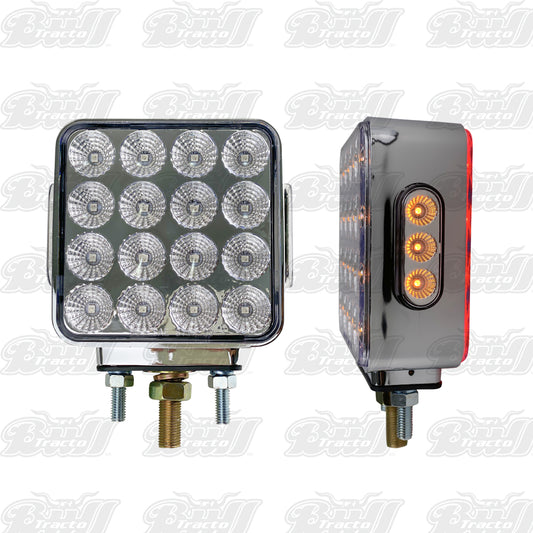 Dual Revolution Double Face Double Post Square LED (Amber/Red+Green/Green) (2 PC PACK L/R)