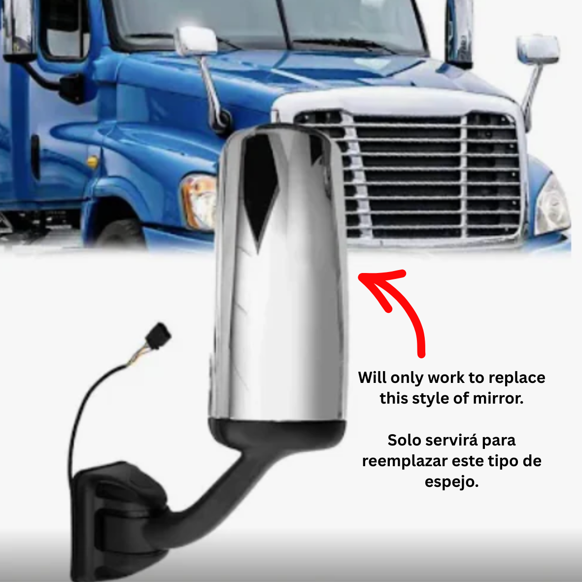Premium Freightliner Cascadia Black Plastic Mirror Cover