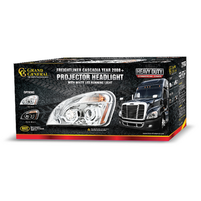 Freightliner Cascadia Projection LED Headlight In Chrome