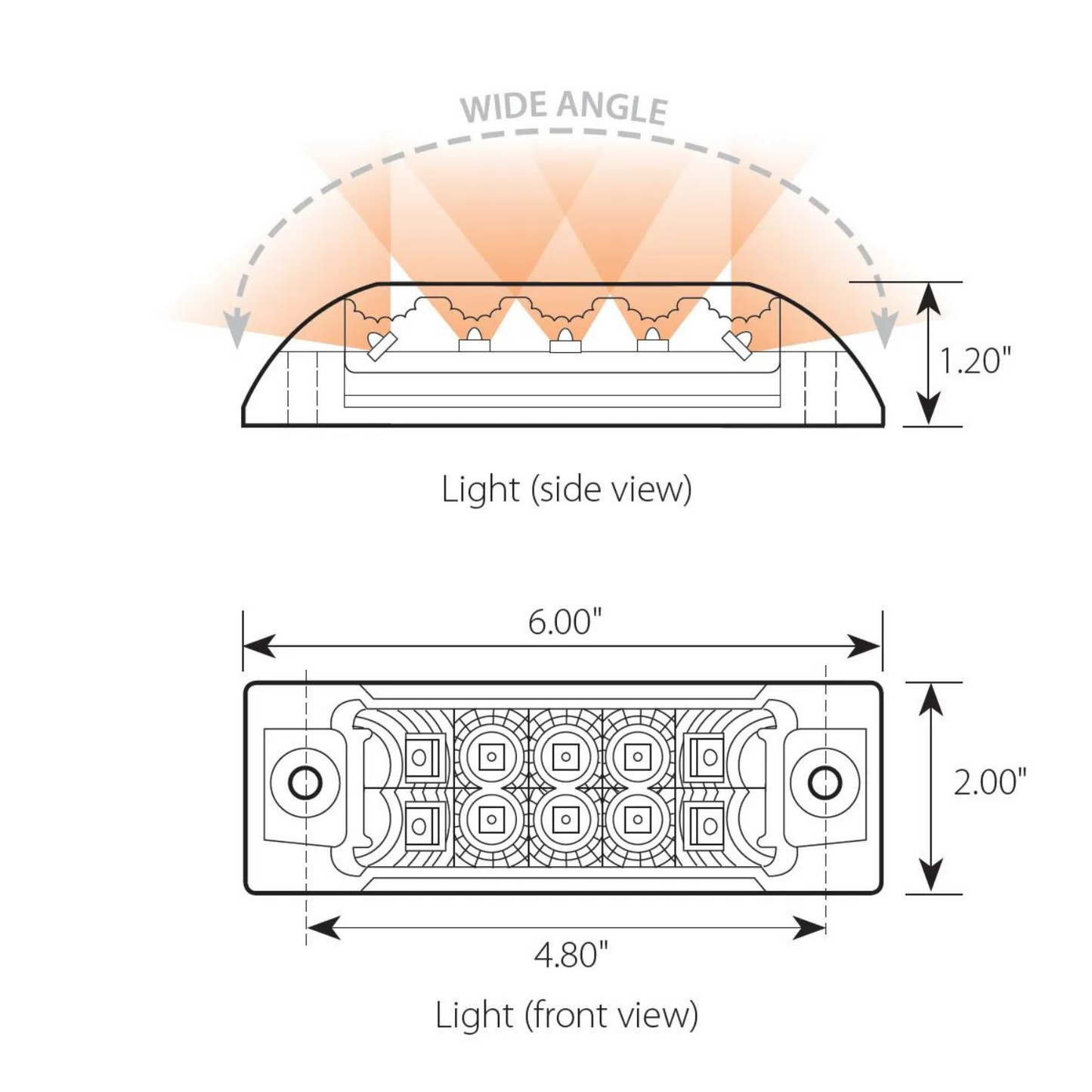 Wide Angle 10 LED Spyder Light In Amber