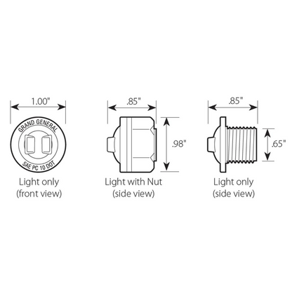 1" MINI AMBER/AMBER 1LED PUSH/ SCREW IN LED MARKER LI