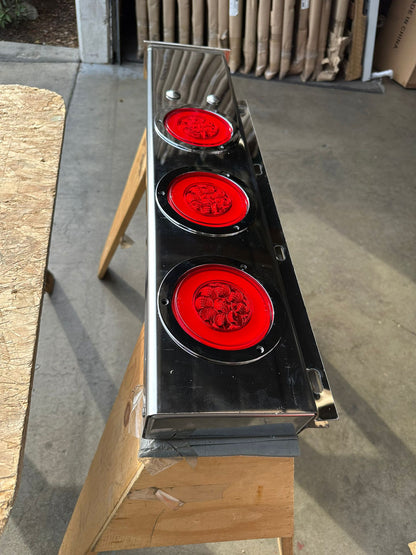 30" S Steel Mud Flap Hanger Spring Loaded with LED Tail Light 2 1/2 Bolt Pattern With Lights