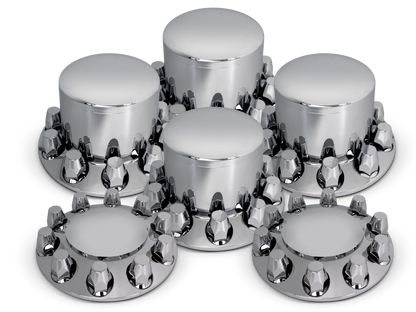 Complete Chrome Axle Cover Kit with 1-1/2 Lug Nut Covers SET ROUND PUSH&nbsp;