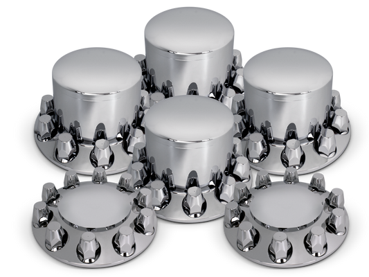 Complete Chrome Axle Cover Kit with Standard Lug Nut Covers SET ROUND BLACK FRIDAY SPECIAL!!!