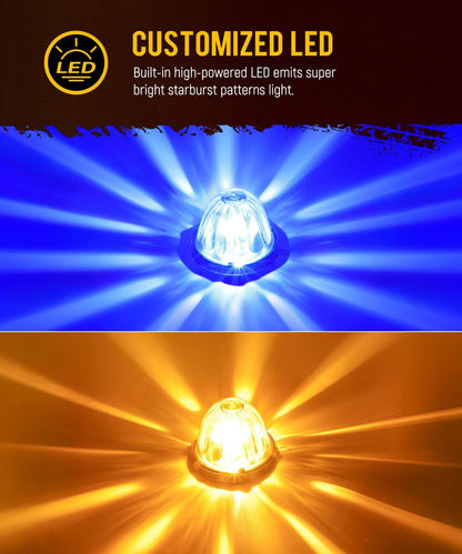 Clear Glass Waterproof Watermelon,X3 LED Amber/Blue  Dual color  Included