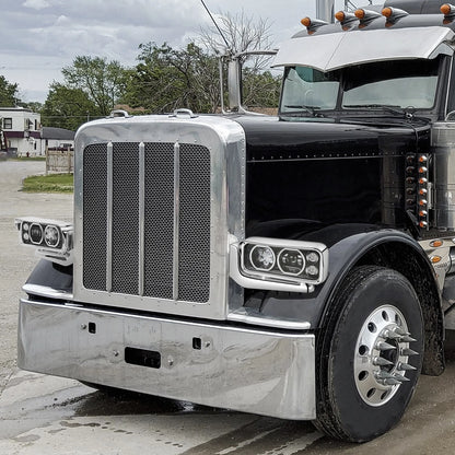 Peterbilt 359, Black Headlight with Aluminum Alloy Bracket Available in Chrome or Black Housing