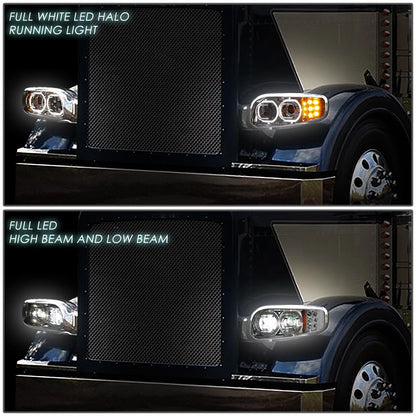 Peterbilt 388/389 Full LED Headlight Available in Black or Chrome