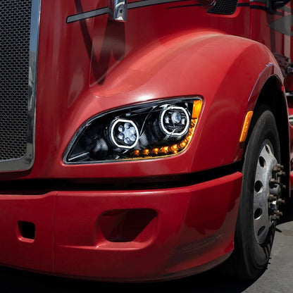 579 LED Headlight for Peterbilt 579 2013-2021, Black Housing