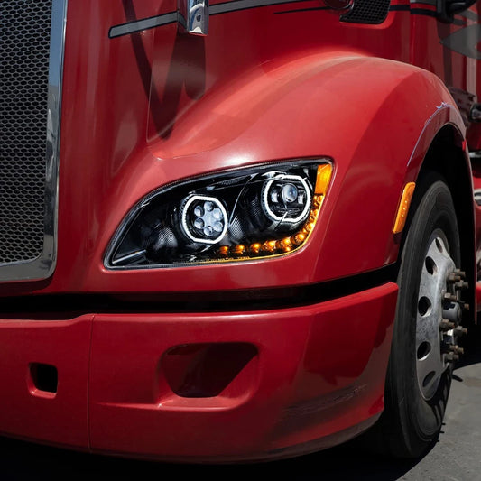 579 LED Headlight for Peterbilt 579 2013-2021, Black Housing