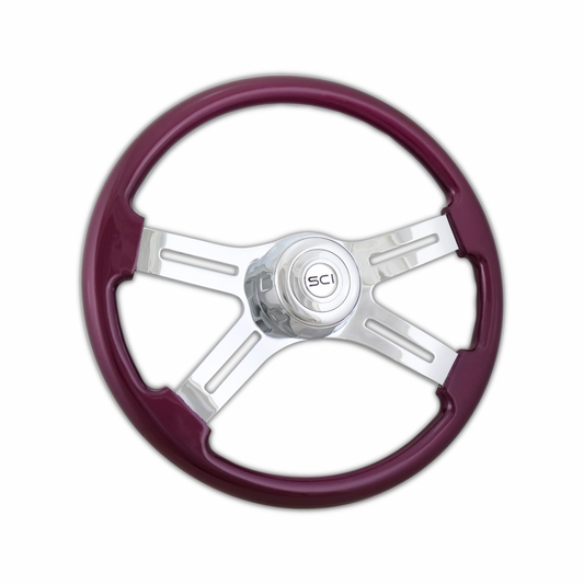 18" Purple 4-Spoke Steering Wheel with Slot Cut Outs - 3 Bolt Pattern