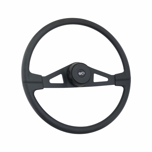 20" Black 2-Spoke Steering Wheel with Triangle Cut Outs - 3 Bolt Pattern *FINAL SALE ITEM*