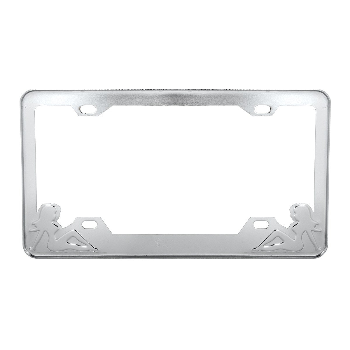 License Plate Frame With Sitting Lady Silhouettes in Red