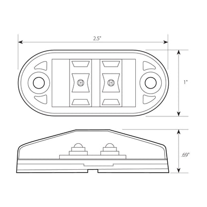 Small Oval 2 LED Light in Amber