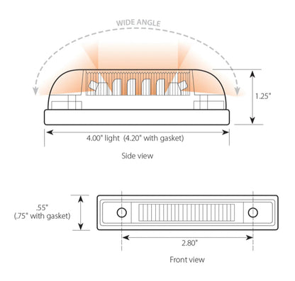 Wide Angle Surface Mount 6 LED Light in Clear Amber