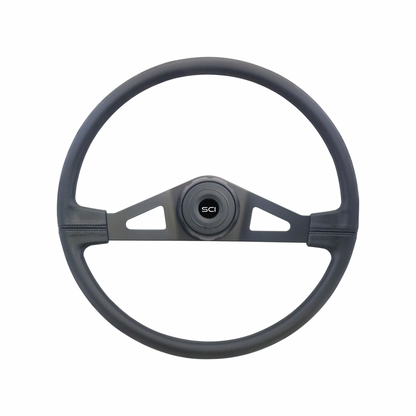 20" Black 2-Spoke Steering Wheel with Triangle Cut Outs - 3 Bolt Pattern *FINAL SALE ITEM*