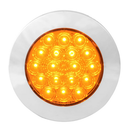 4" Feet Flange Mount LED Light W/ Chrome Twist & Lock Bezel (Amber)