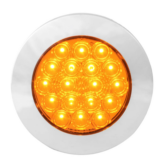 4" Feet Flange Mount LED Light W/ Chrome Twist & Lock Bezel (Amber)