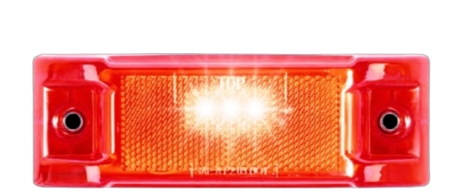 Rectangular 3 LED Light with Reflector Lens in Red