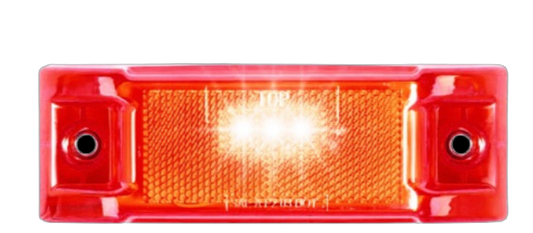 Rectangular 3 LED Light with Reflector Lens in Red