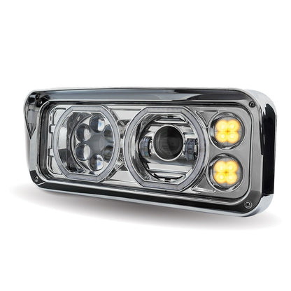 Rectangular Halo LED Projector Headlight Assembly -Black Sold Individually