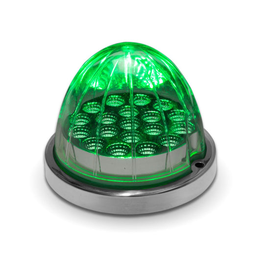 Watermelon Dual Revolution Amber/Green LED with Reflector Cup & Lock Ring (19 Diodes)